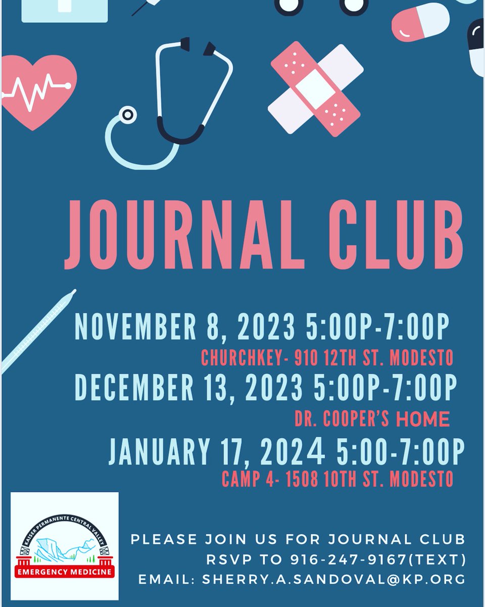 Want to learn more about our program and our culture while enjoying some great food and interesting EM articles?? Come, meet us at one of our future journal clubs!
