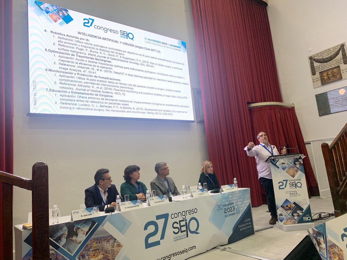 Sonia Rivas Fidalgo (@esonjar) on Twitter photo Interesantísima mesa acerca de Inteligencia artificial en investigación quirúrgica en <a href="/SEIQuirurgica/">SEIQ</a> <a href="/belenporrero/">@belenporrero</a> <a href="/juliomayol/">Julio Mayol</a> Interesantísima mesa acerca de Inteligencia artificial en investigación quirúrgica en <a href="/SEIQuirurgica/">SEIQ</a> <a href="/belenporrero/">@belenporrero</a> <a href="/juliomayol/">Julio Mayol</a>