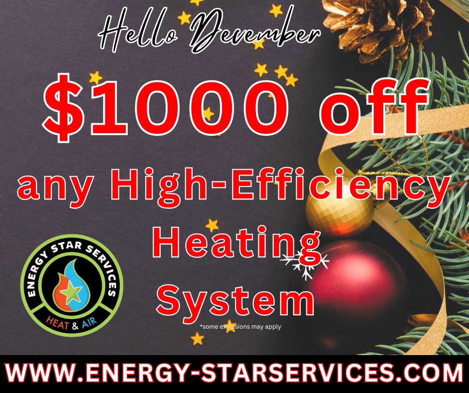 Energy_Star_Svc's tweet photo. Hello December. Take $1000 off your Home Heating System. Schedule a FREE ESTIMATE. 215-600-2422 • https://t.co/BWtMDfz9Jw Exp. 12/10/23 #HelloDecember #HVAC #newheater #HeatingSeason #WinterIsComing #Heat #HeatingInstall #Feasterville #trevose #PA #NJ #HuntingdonValley #ESSI https://t.co/JfVNlztay5