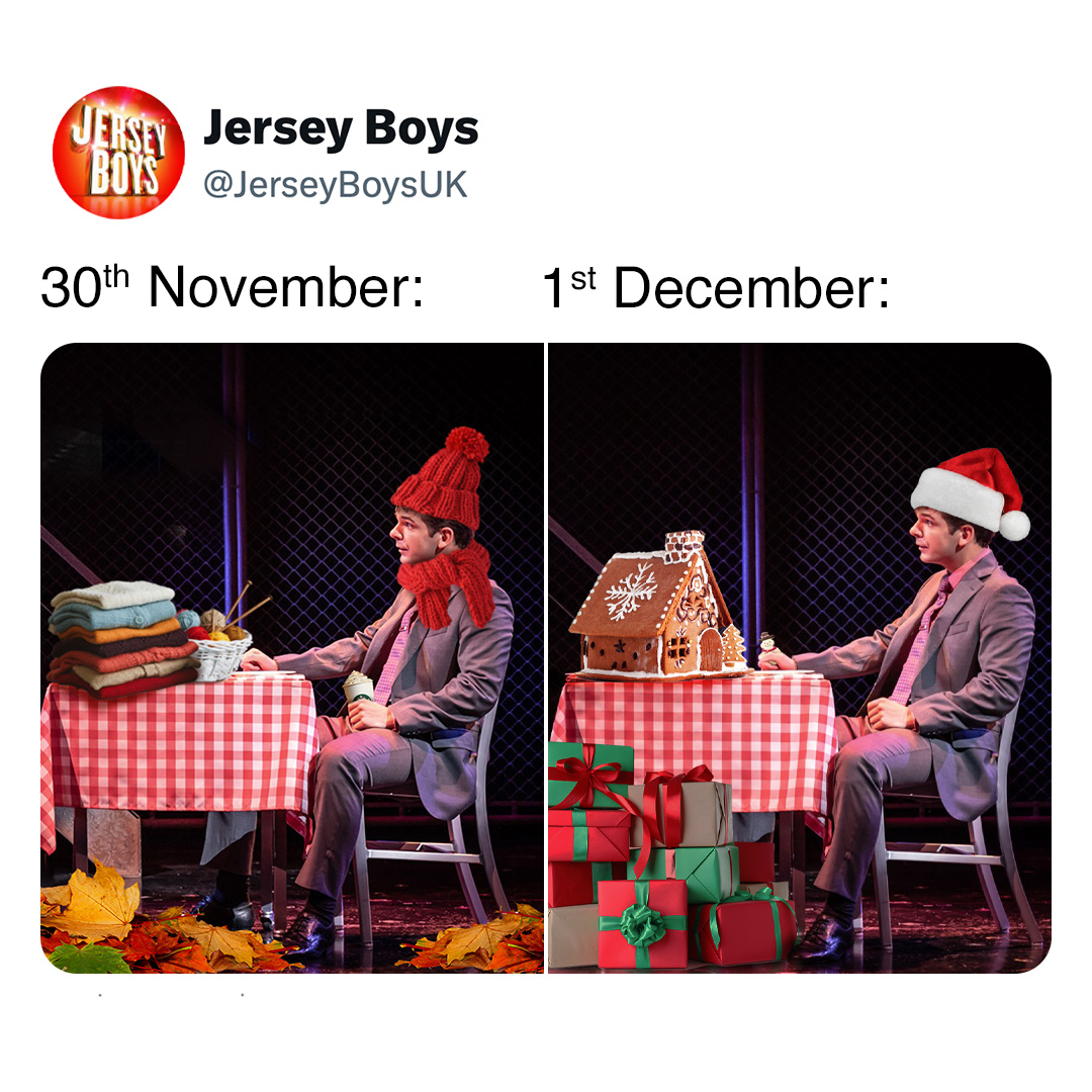 It's OFFICIALLY Christmas season. 🎄 #JerseyBoysLondon