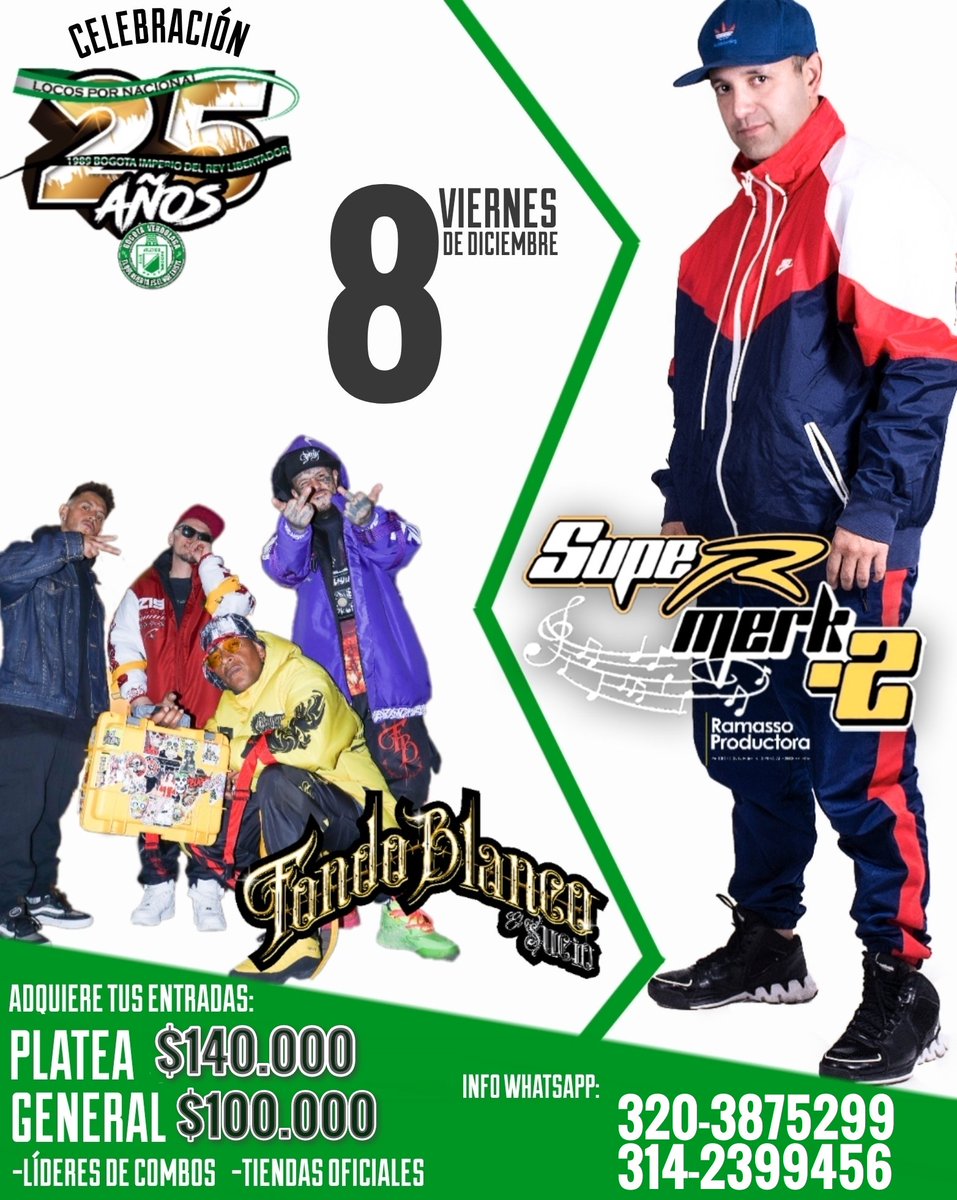 Saulm89's tweet photo. De Hoy en 8 la Fiesta de los Verdes! 
25 Años de aguante incondicional, últimas Boletas!

WhatsApp 320-3875299 

#25AñosBogotáVerdolaga https://t.co/W4sGcgRNiT