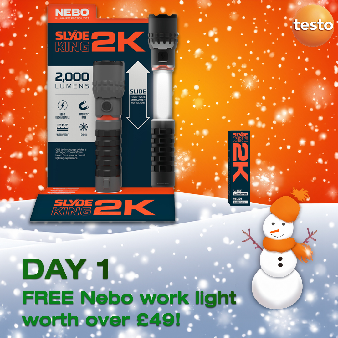 🎄Day 1 - win a Nebo Work Light worth over £49!🎄

To be within the chance of winning all you have to do is: 👇

1. Like this post
2. Make sure you are following us! 
3. Tag 3 friends in the comments
⭐Extra entry⭐ - share this post to your story and tag <a href="/testolimited/">Testo UK</a>

#advent