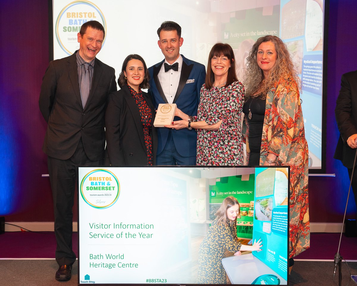 Last night we won the Silver Award for Visitor Information Service of the Year at the Bristol, Bath and Somerset Tourism Awards! 🥈 A big thank you to all of our staff and volunteers at the Bath World Heritage Centre who do a brilliant job of welcoming visitors to Bath #BBSTA23
