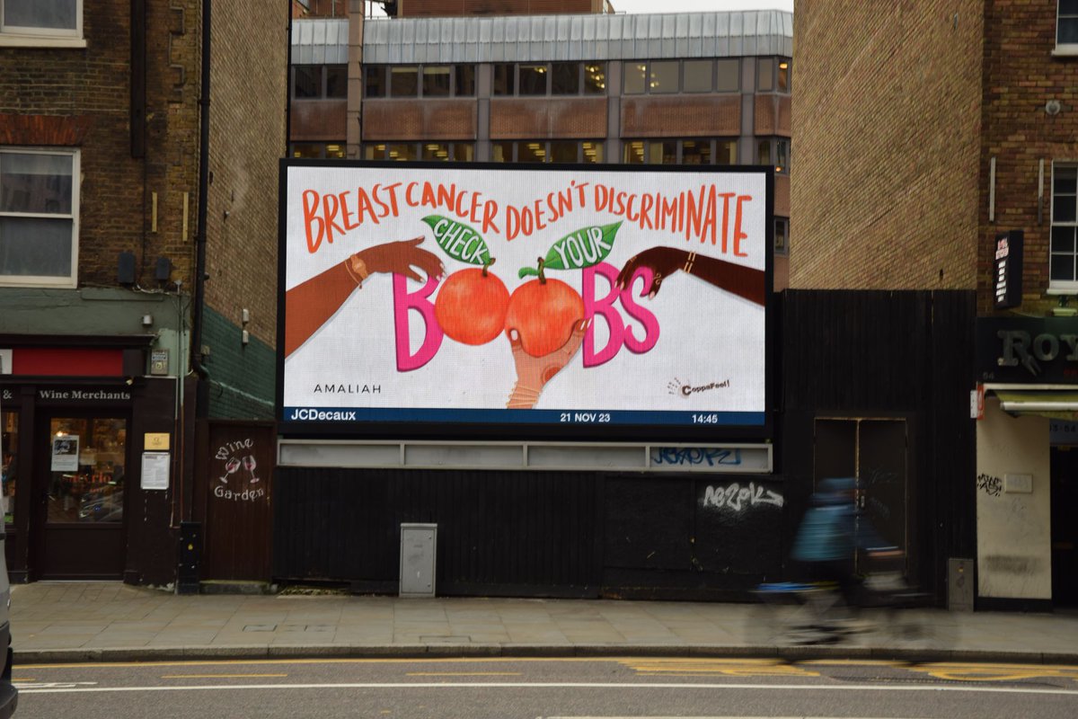 📣 OUR FIRST BILLBOARD CAMPAIGN IS LIVE!! 📣 We're proud to be working with @CoppaFeelPeople to encourage people to check their b🍊🍊bs - it could save your life! Catch the billboard opposite Aldgate station (51 Aldgate High St) until 17th December. Tag us in your 📸
