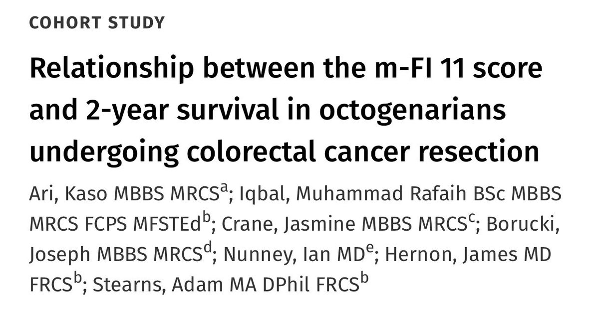 Delighted to have our work from @ThomasBrowneACU @NNUH on #frailty in #colorectalcancer published @AnnalsJournal