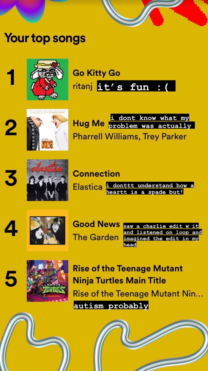 chrundlecat's tweet image. explaining my top 5 :3