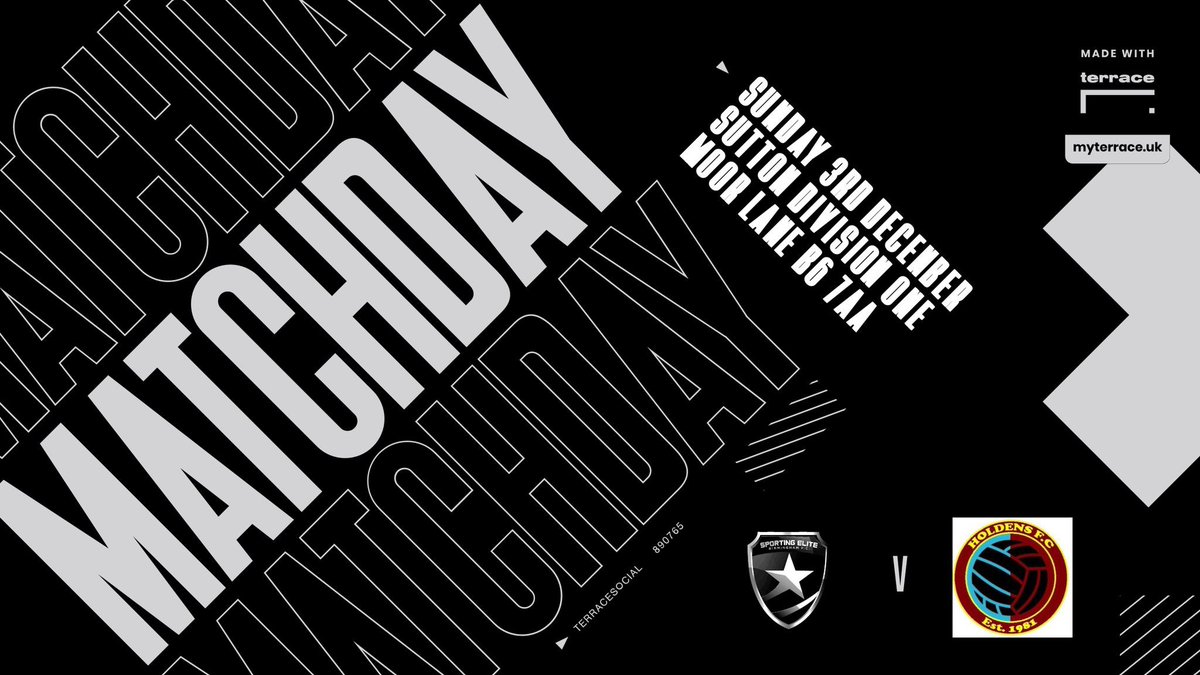 𝐌𝐀𝐓𝐂𝐇𝐃𝐀𝐘..

📆| Sun 3rd December
🏆| League fixture 
🆚| <a href="/Holdens__FC/">HOLDENS FC</a> 
⏰| 10:30 KO. 
📍| Moor Lane 

UTS 🩶