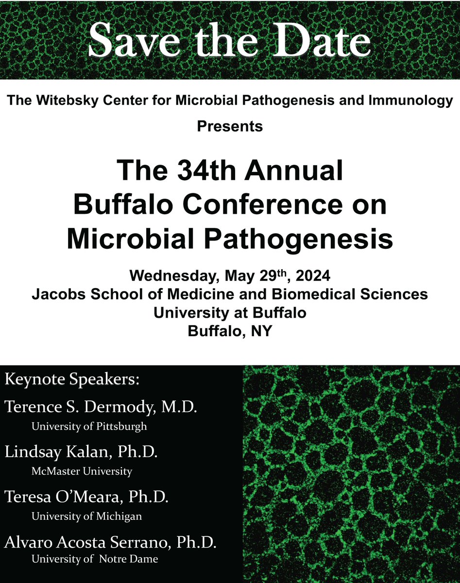 Stavrou Lab (@labstavrou) on Twitter photo Save the date! The Annual Buffalo Conference on Microbial Pathogenesis will take place on May 29, 2024. Let's have some fun with microbiology! #BuffaloMPC2024 @ElsaAwesomePMNs <a href="/Chels_A_micro/">Chelsie Armbruster</a> Save the date! The Annual Buffalo Conference on Microbial Pathogenesis will take place on May 29, 2024. Let's have some fun with microbiology! #BuffaloMPC2024 @ElsaAwesomePMNs <a href="/Chels_A_micro/">Chelsie Armbruster</a>