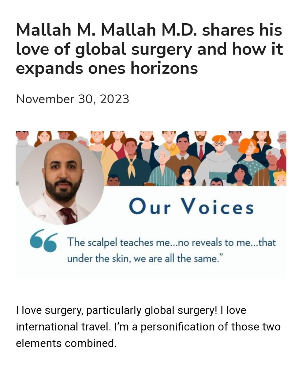 One of my proudest accomplishments since joining the faculty at @MUSCSurgery is creating this avenue for colleagues to share their thoughts and experiences!
@MikeMMallahMD @MUSCGlobalSurg
