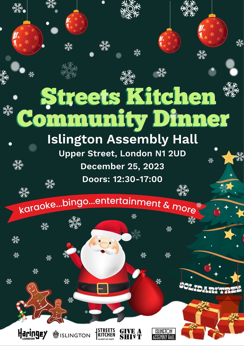 We are delighted to announce our #XmasDay dinner in #Islington at @Islington_AH for all those experiencing homelessness in the area BIG thanks to @IslingtonBC local Cllrs. for their incredible support again ❤️ 🎅Let's make this a proper day to remember for those in need 🎅 (1)