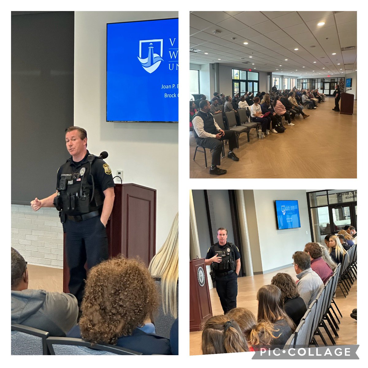 BattenU_SVP's tweet photo. Special thanks to Master Police Officer David Shoenbach for an informative presentation on active threat and situational awareness.  David serves as the Community Liaison to the University and surrounding areas out of VBPD’s 3rd Precinct. https://t.co/JZakK5Y2yZ