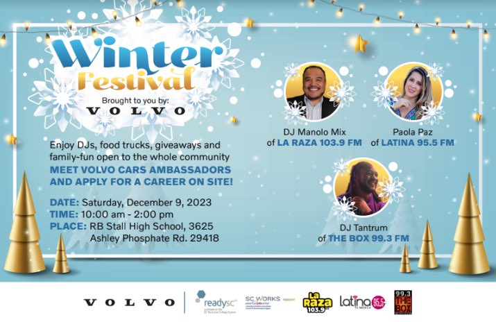 Don’t miss this wonderful community event Dec 9 with our friends from Volvo at R.B. Stall High School! @CCSDConnects