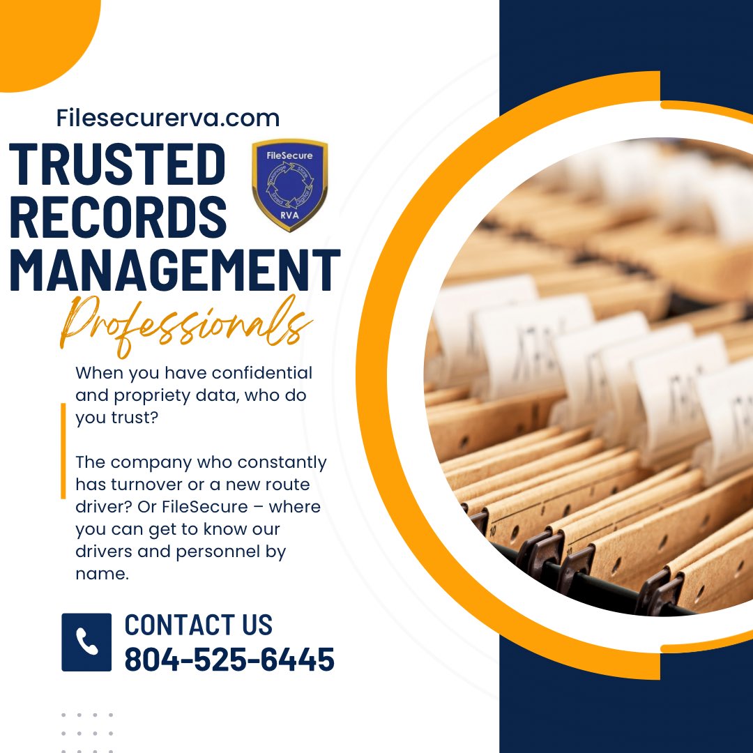 Don’t wait until the new year to improve the reliability and responsiveness of your company’s file management- give us a call today! #locallyownedrva #richmondsmallbusiness #recordsmanagment #documentmanagement #datasecurity #trustedbusinesspartner