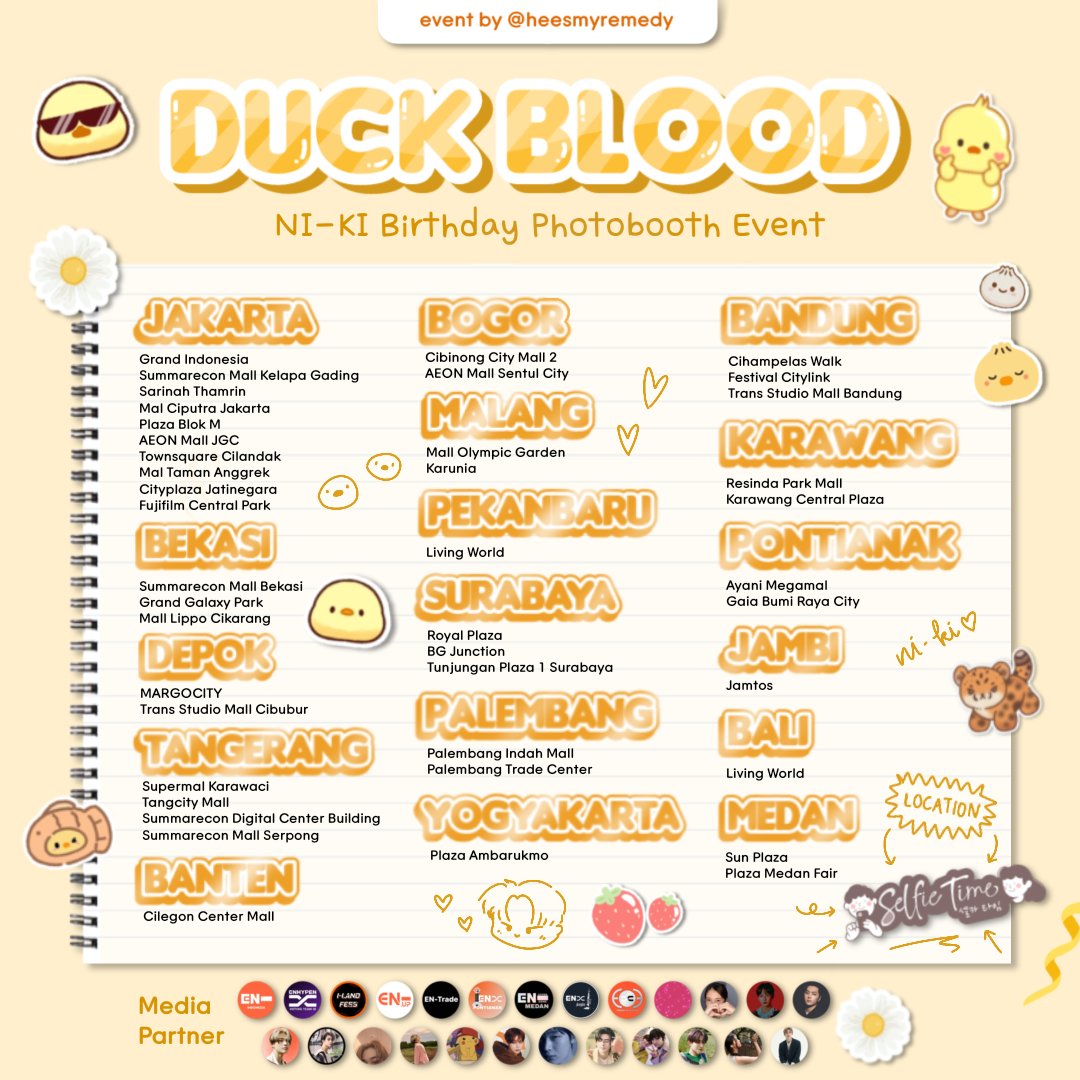 engenepnk's tweet photo. ⋅ʚ🐥 𝑫𝑼𝑪𝑲 𝑩𝑳𝑶𝑶𝑫 🐥ɞ⋅

#ENHYPEN #NI_KI Birthday Photobooth Event by @heesmyremedy

📅 7 - 20 December
📍@selfietimeid
📍details on poster

Don't forget to share your precious moment and kindly tag me @heesmyremedy with the hashtag #DUCKBLOOD #NI_KI_SWEET18th 💛 https://t.co/luAD6kLqeo