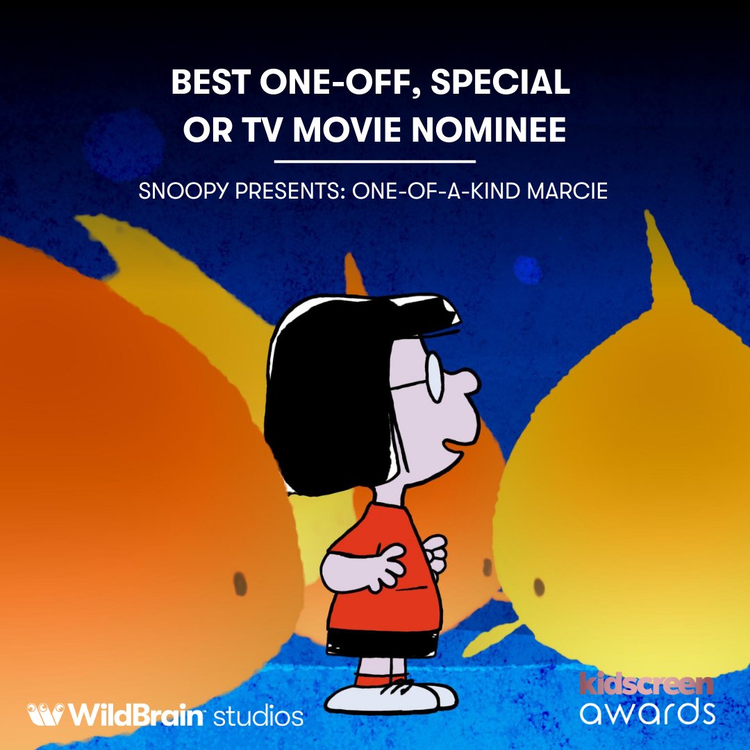 WildBrainStudio's tweet photo. Congratulations to our artists and crew behind Snoopy Presents: One-of-a-Kind-Marcie for their nomination in the Best One-Off, Special, or TV Movie category at the 2024 Kidscreen Awards!
 
Join us in celebrating our fantastic Peanuts team! 🎉✨ https://t.co/0ufy9FWXsa