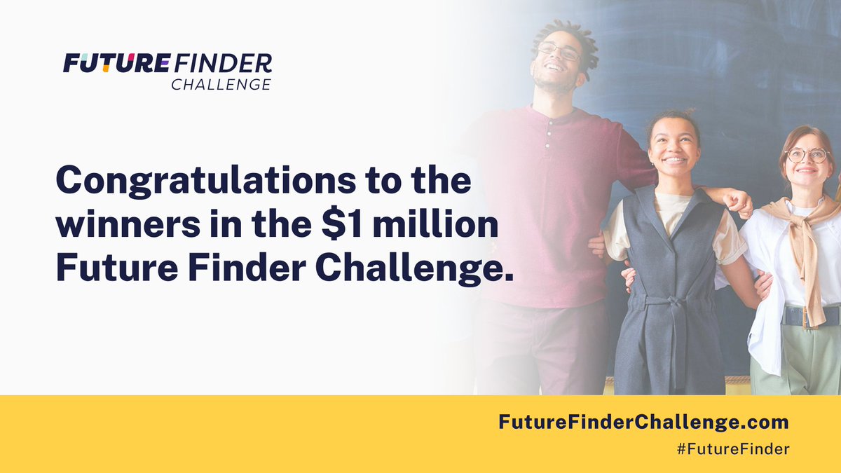 Just announced! <a href="/usedgov/">U.S. Department of Education</a> has named <a href="/gladeo_org/">Gladeo</a> as the $500,000 grand-prize winner and @workbay as the $250,000 runner-up in the #FutureFinder Challenge! Congratulations to both — read about their work to reimagine #careernavigation for #adultlearners:
futurefinderchallenge.com/winner-announc…