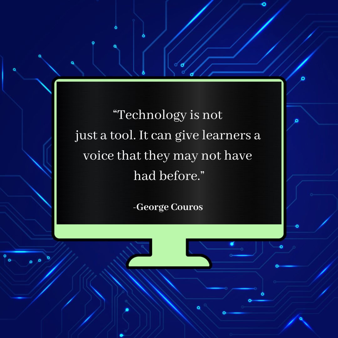 The Power of Technology. ✨ “Technology is not just a tool. It can give learners a voice that they may not have had before.” #technology #InstructionalTechnology @GeorgeCouros