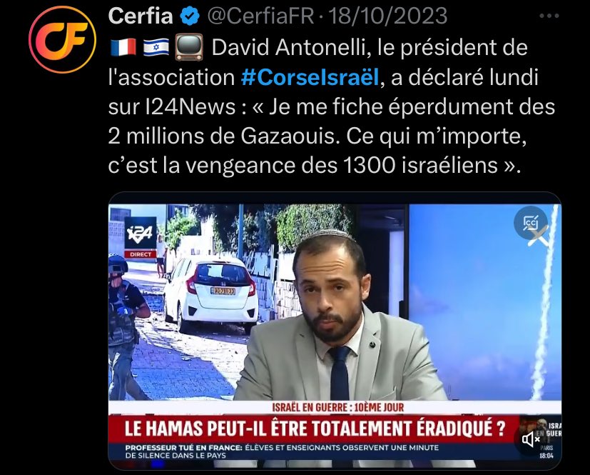 kamilabderrahmn's tweet photo. Mais ce supremasiste juif qui a fait l'apologie du genocide des gazaouis peut continuer à appeler à la haine des palestiniens sur une chaîne française de propagande israélienne sans qu’il ne soit jamais même inquiété par l’@Arcom_fr. Ce deux poids deux mesures est insupportable. https://t.co/Ux3irysIqg