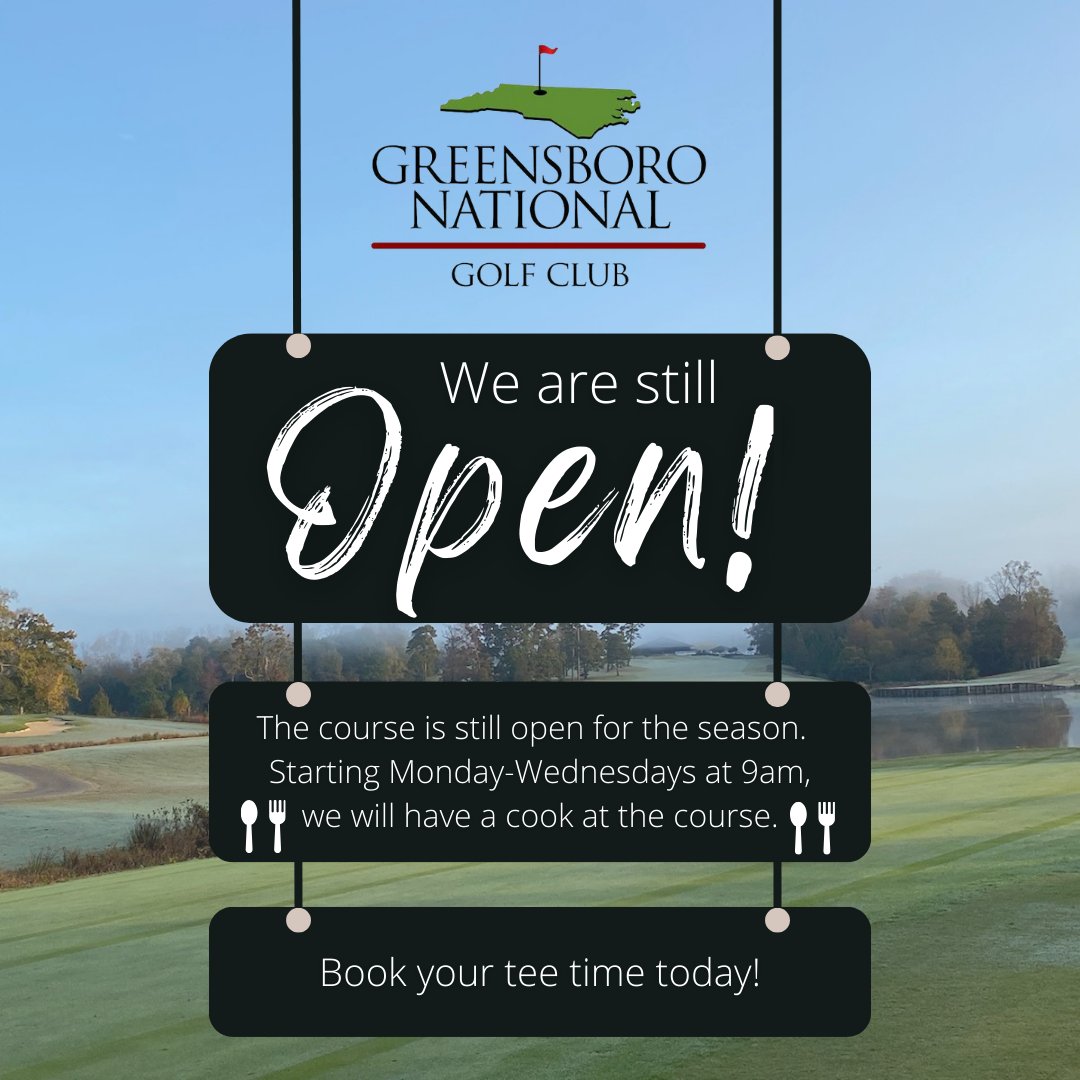 greensborogc's tweet photo. Don't let the cooler weather fool you, we are still open for golf! ⛳🏌️‍♂️
Book your tee time here - https://t.co/HJZdQcNYxe https://t.co/kebxJW3WkU