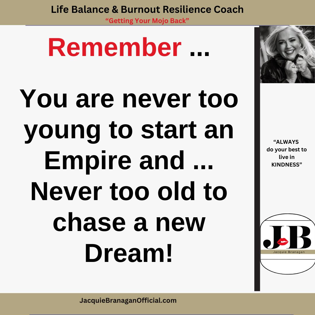 JacquieBranagan's tweet photo. Age is but a number .... it's up to you what YOU decide to do! ๐ ๐๐
#burnoutcoach #gettingyourmojoback #mindset #realpower #eduformation https://t.co/3H3FuIaeaN