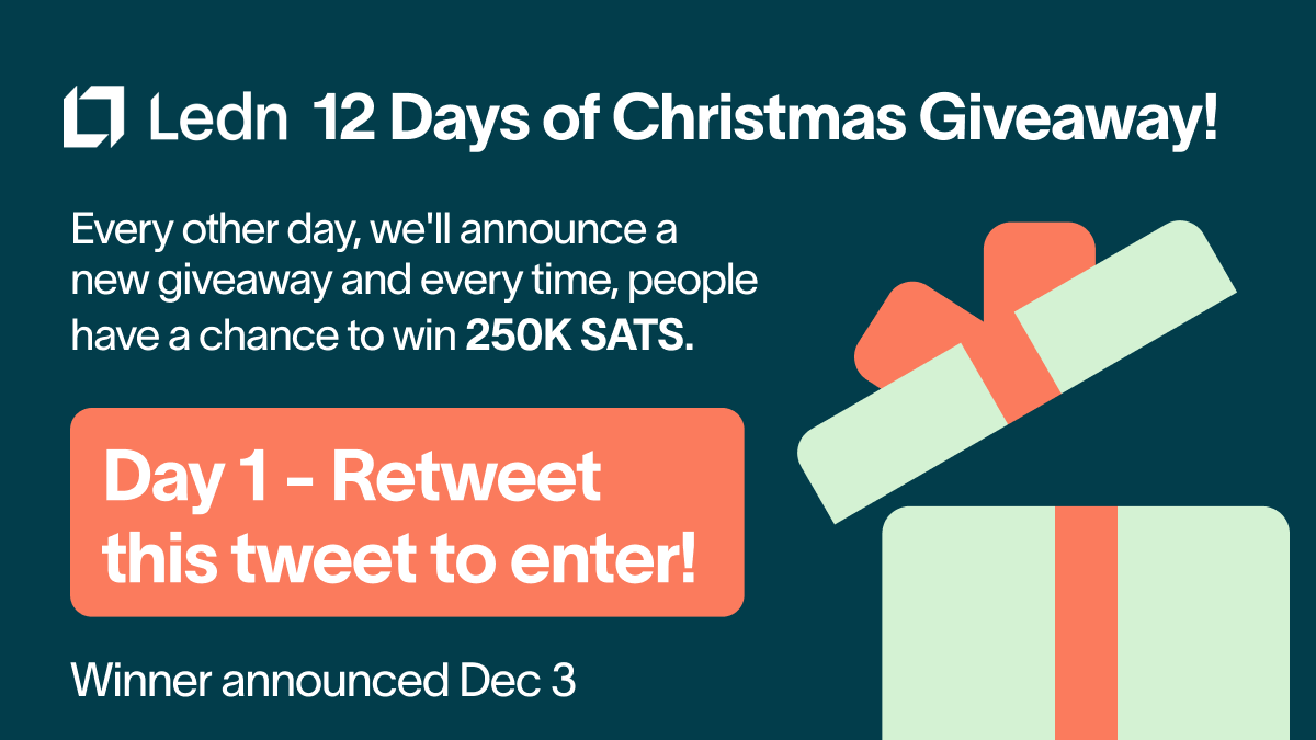 hodlwithLedn's tweet image. Who’s in for a December giveaway?

Day 1 of our 12 Days of Christmas Giveaway starts now!

Retweet this for a chance to win 250K SATS!

Winner is announced on Dec 3!