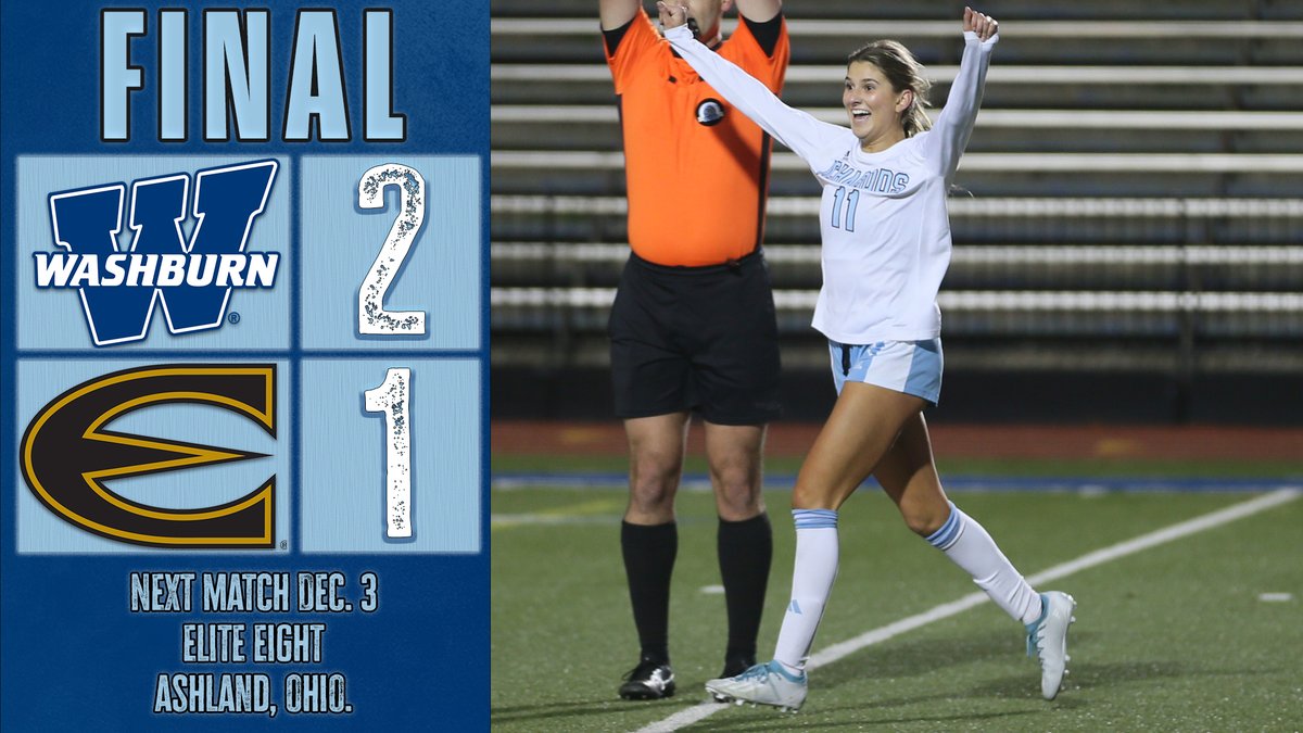 FEELING 𝐄𝐋𝐈𝐓𝐄❗️

Schuckman's two goals make Washburn the Central Region 𝘾𝙝𝙖𝙢𝙥𝙞𝙤𝙣𝙨 and sends the Ichabods to the NCAA National Quarterfinals! #GoBods