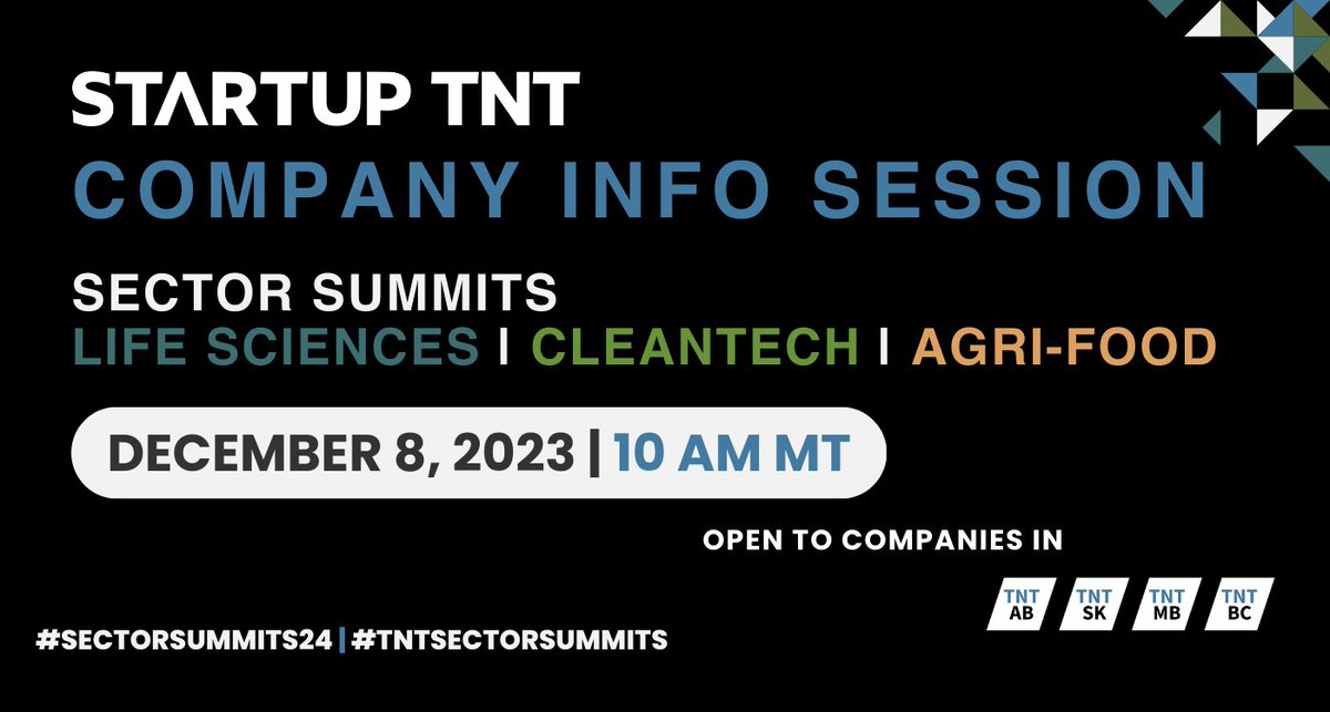 Startup_TNT's tweet photo. If you've heard about our #EPIC upcoming #SectorSummits but aren't sure if they are right for you, we've got the PERFECT event for YOU! Our Company Info Session is happening Dec 8 &amp; will help answer all your burning questions! 
Learn more: https://t.co/MwguW5c3QK https://t.co/U2v7k4mExW