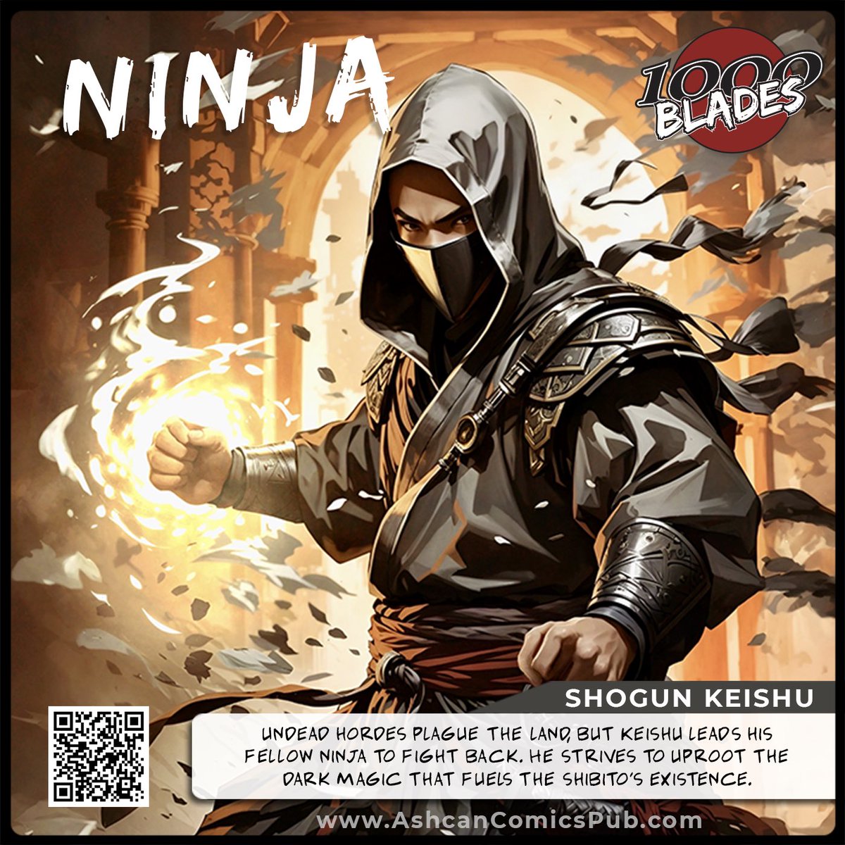 One month from now, 1000 Blades will be launching on <a href="/fundmycomic/">FundMyComic</a> 

What better way to celebrate than to introduce the shoguns &amp; post game cards daily?!

Learn more: ashcancomicspu.com👀

Meet Keishu🥷

#tabletopgames #cardgames #tcg #art #indiegames #gamedesign