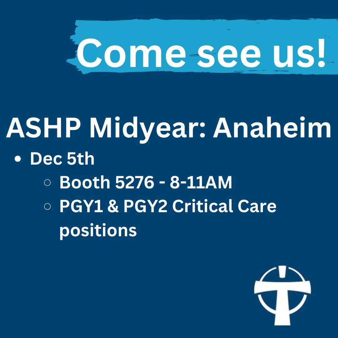 Attending Midyear this year? Stop by Booth 5276 on Dec 5th from 8-11 to see what residency opportunities Our Lady of the Lake has to offer! #pharmres #ashp2023 #midyear2023