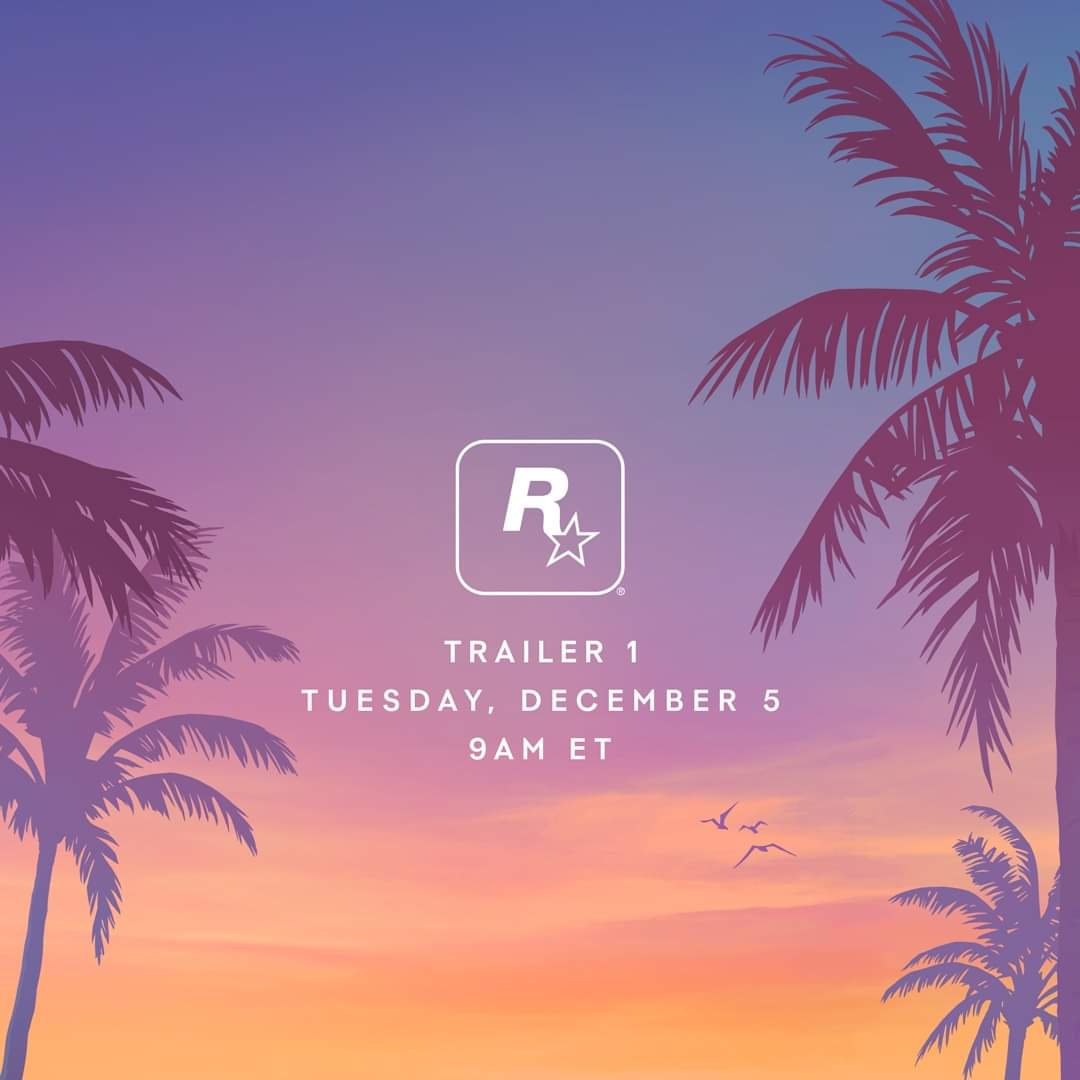 19Rumail's tweet photo. Gta VI trailer 1 on 5th December
#GTAVI #GTA6trailer #tooexcited #RockstarGames #Rockstar https://t.co/RIHjD7vaE8