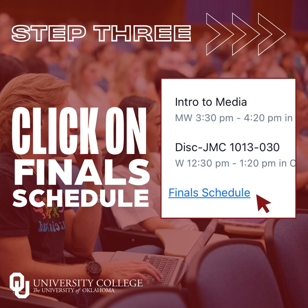 🌟 Finals Week is quickly approaching! Do you know when your final exams are? Hint: they’re not at the same time as your normal class schedule! Follow these steps to view your finals week schedule: