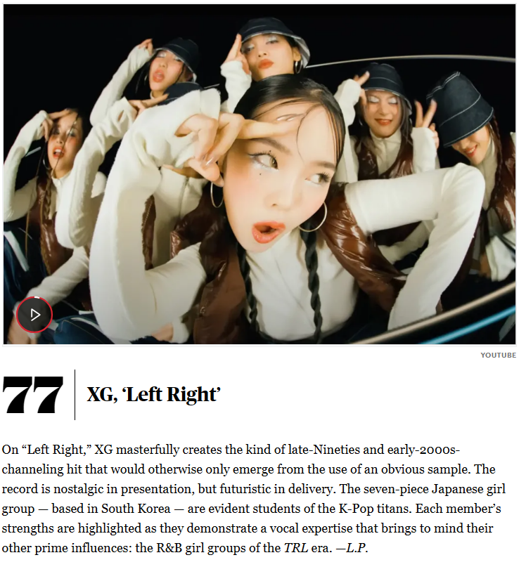 XG GLOBAL on X: Rolling Stone has ranked XG - LEFT RIGHT #77 in Top 100  Songs of 2023 😎 🔗 Congratulations @XGOfficial_  ✌️👽 #XG #LEFTRIGHT #XG_LEFTRIGHT #ALPHAZ  / X