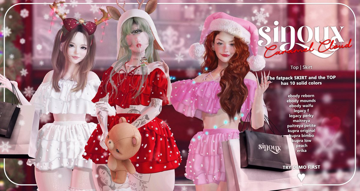sinoux_sl's tweet image. We're already getting into the Christmas spirit 🎄🎅

Disponible in mainstore with descont So Kawaii Sundays !!!
You get another 15% off if you join our group 💗

link in bio

#secondlife #sl #merrychristmas #xmas #TeamSinoux #metaverse #girls