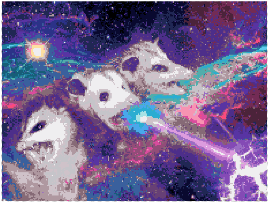 ThreebeB59171's tweet photo. Winner for November's Birthday Special Vote! Sorry it took so long, big pattern+holidays=lateness and guilt lol 😅

Galaxy Laser Possums 
https://t.co/k6SI3ddC9r
#crossstitch #crafts #crafting #embroidery #freepattern #galaxy #Space #birthday #bargainbinbobbin #threebee #bbbobbin https://t.co/7w9F1C5ApE