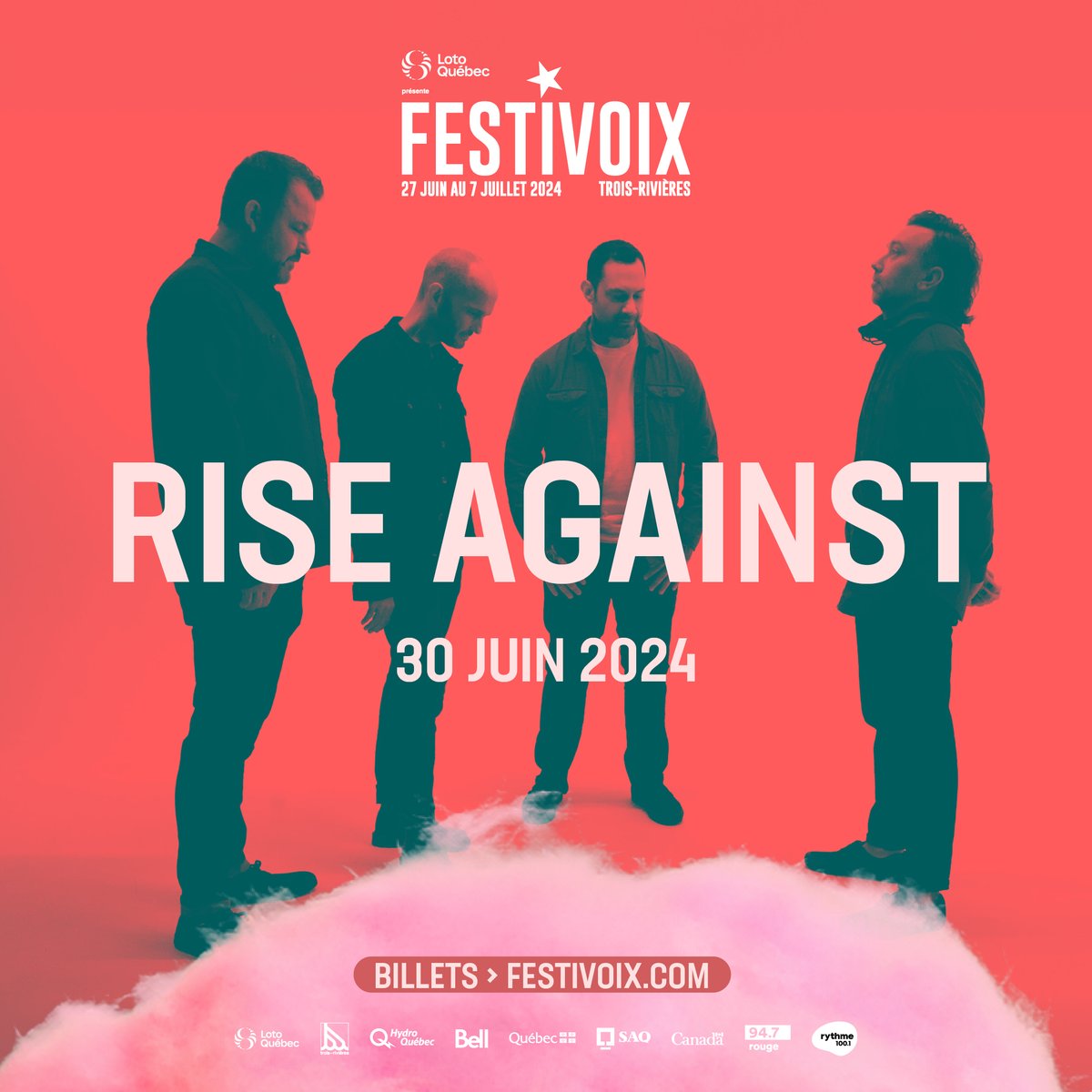 Après Flo Rida, Cypress Hill, Charlotte Cardin, +LIVE+, Dean Lewis et Salebarbes, le groupe punk rock Rise Against s'ajoute à la programmation de la 31e édition! C'est un rendez-vous du 27 juin au 7 juillet 2024! Billets >festivoix.com/fr/billets/