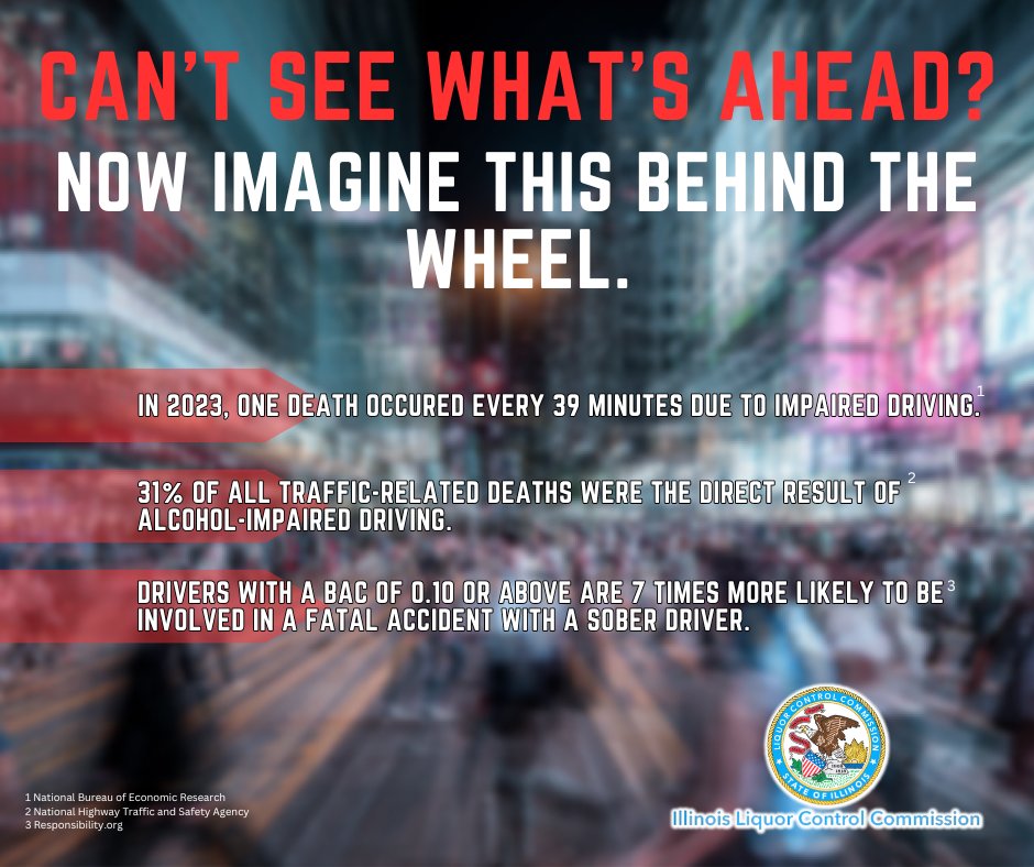 December is National Impaired Driving Prevention Month. Make the best choice and NEVER get behind the wheel of a vehicle if you are impaired. Impaired driving is a significant cause of traffic accidents, injuries, and fatalities. #ILCC #Publicsafety  #IDOT #Designateddriver