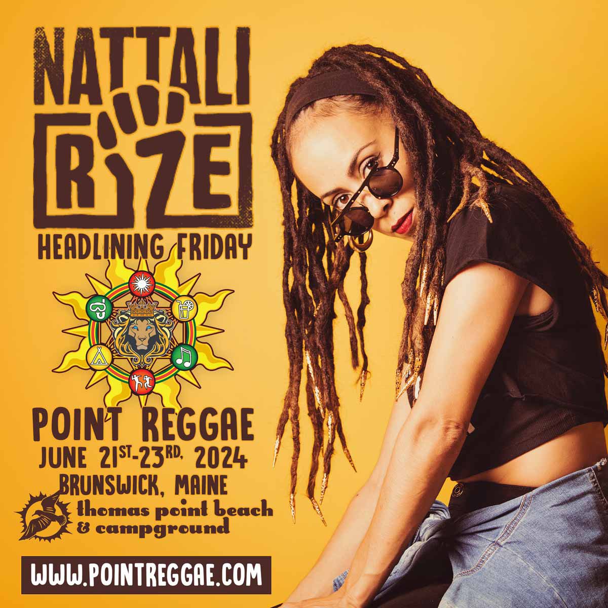 First show announcement for 2024 🌞 See You at @PointReggaeFest Brunswick ME USA for summer solstice positive waterfront vibrations. This is easily one of my favorite events on the east coast, amazing location, swimming & camping spots 🌲🌞🌊 tix & info pointreggae.com