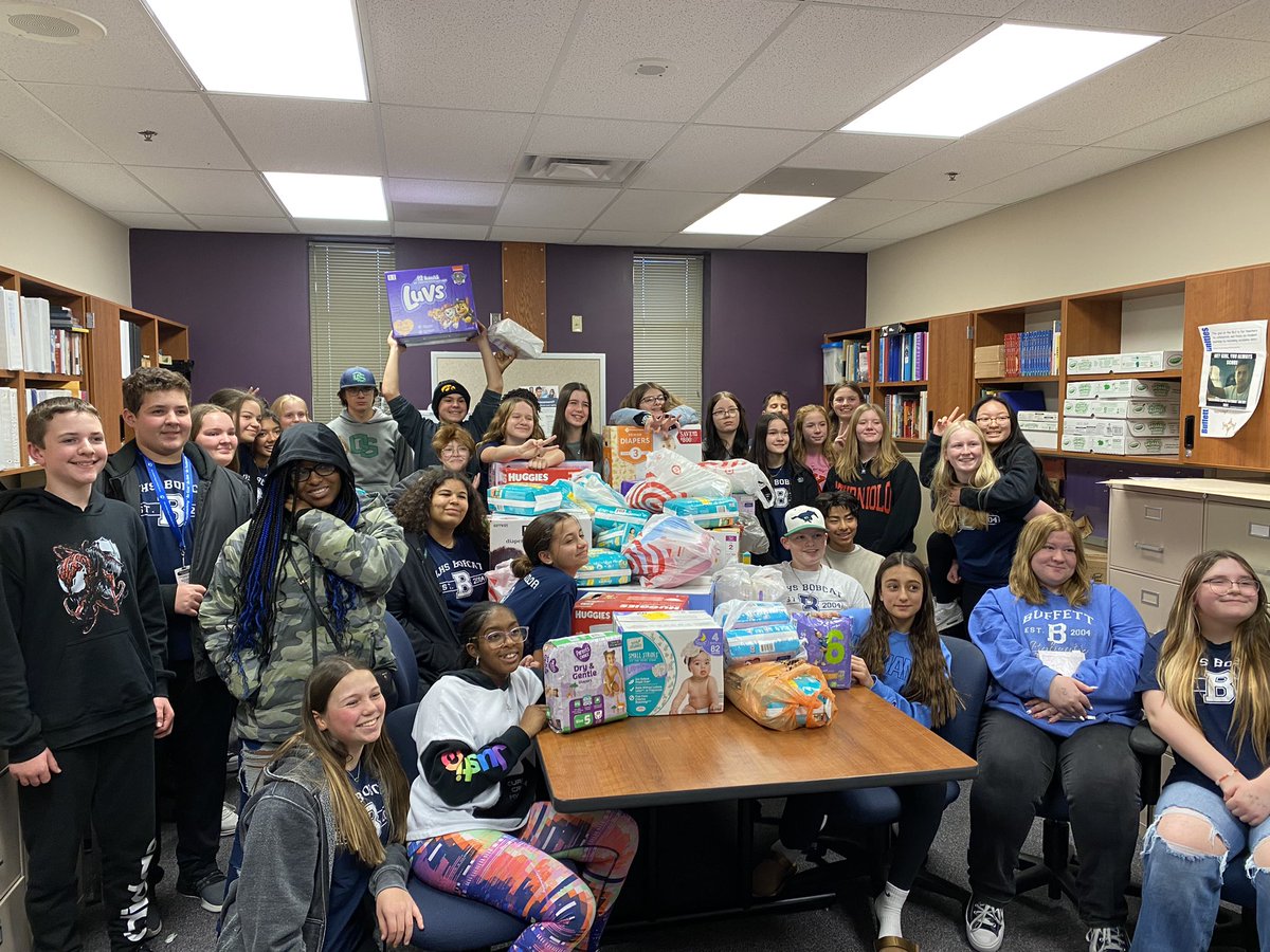 Buffett’s #NJHS Diaper Drive benefiting The Lydia House was a success! We are so proud of their hard work. <a href="/OpenDoorMission/">Open Door Mission</a> <a href="/OPS_Buffett/">Buffett Middle</a> <a href="/OmahaPubSchool/">Omaha Public Schools</a>  <a href="/KimballMath/">Katie Kimball</a> <a href="/Howe2Teach/">Rachel Howe</a> <a href="/socialstudieslk/">Lisa Krieser</a>