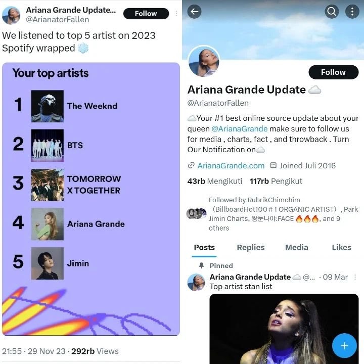 When 117k followers Ariana's Fanbase also stream Jimin's songs..🔥

Park Jimin the real success Soloist on 2023 ❤️‍🔥

#jimin #btsjimin #ParkJimin #지민 #ジミン #방탄소년단지민 #JiminDominates2023 #ThisIsJimin