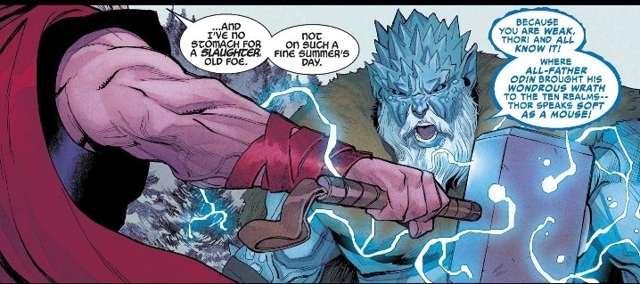 Thor saying he has no stomach for Slaughter on a fine summer day is the Asgardian equivalent of Biggie pleading not to shoot up the place because because there's pretty ladies who should be having his baby.

Someone probably told Baldur about this and he was like "bars"
