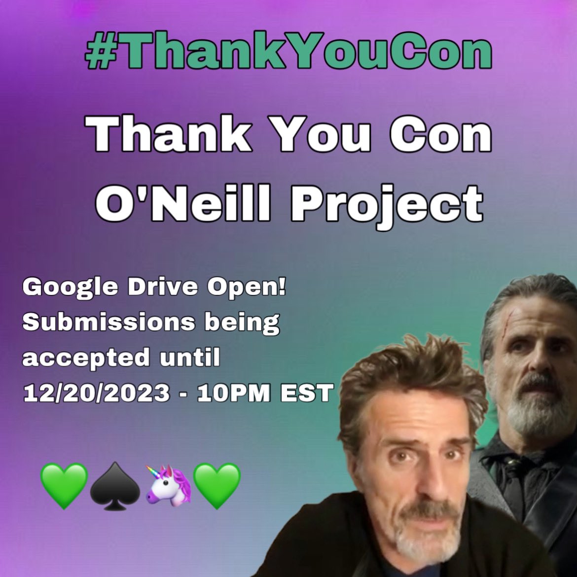 MariaSB85NYY's tweet photo. Submissions are being accepted!! 

For Google Drive please submit  at link below ⬇️ 

All other see photos for submission options

https://t.co/0f4k0tvwOy

Please share 💚🦄♠️

#ThankYouCon #ThankYouConOneillProject #OFMD #IzzyHands #ConOneill #OurFlagMeansDeath #FanProjects https://t.co/6dj3TDZkM4