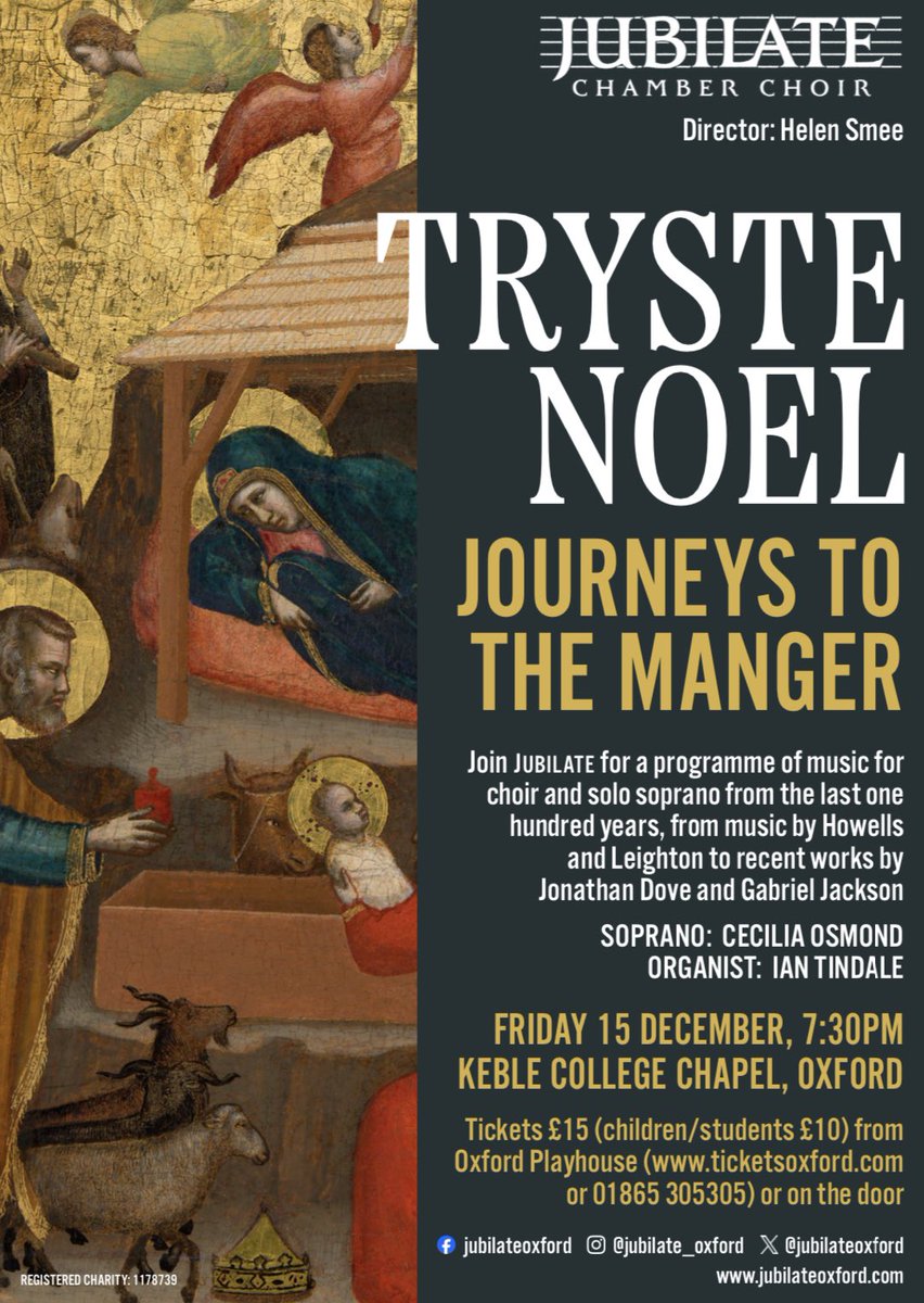 jubilateoxford's tweet image. It’s December and two weeks until our concert at @KebleOxford! Get your tickets now, it is guaranteed to be an amazing evening with some audience participation - link in bio #concerttime #chamberchoir #winter #choir #choral #choralmusic #oxford #oxfordshire #oxfordmusic