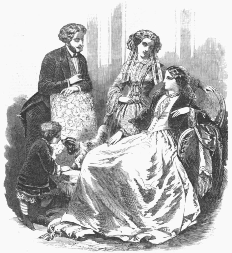 VictorianWeb's tweet photo. Paris fashions for #Decenber 1851: "The taste for ornaments is decidedly in favour of jet; lace, which hitherto was warn alone, and seemed rich enough with its splendid patterns, is now chiefly worn for the jet with which it is embroidered." https://t.co/j8tTAt41n0 https://t.co/qQYn6tBUWy