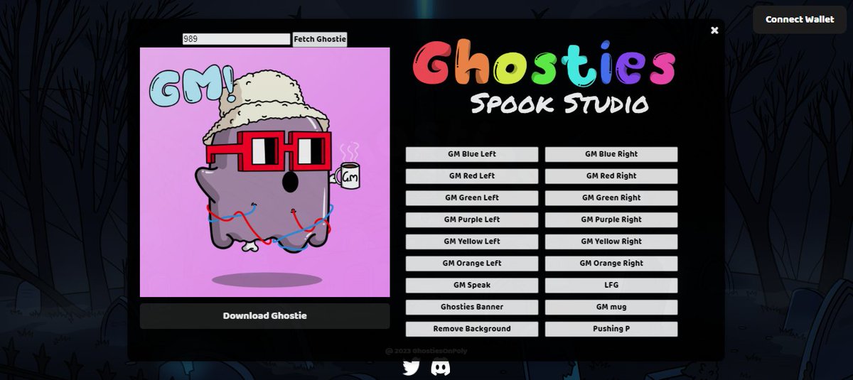 GhostiesOnPoly's tweet photo. It's offical folks! Spook Studio is now live on https://t.co/KBv4BMchI3!!

With Spook Studio you can add fun banners, overlays and even change or remove the background from all your favorite Ghosties! 

Come check it out and show us your creations 💜 https://t.co/YYiu1KKpFk