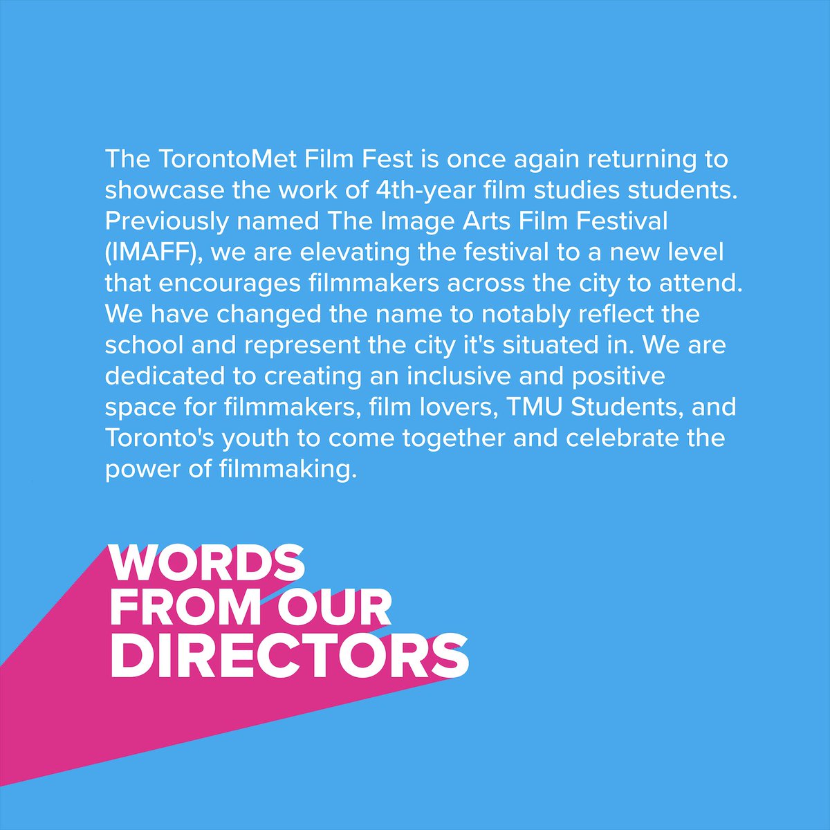 TorontoMetFF's tweet photo. Let’s hear from this year’s co-chairs, Ema Inês and Aidan McGuire! ✨ https://t.co/Ygy5TW8rCr