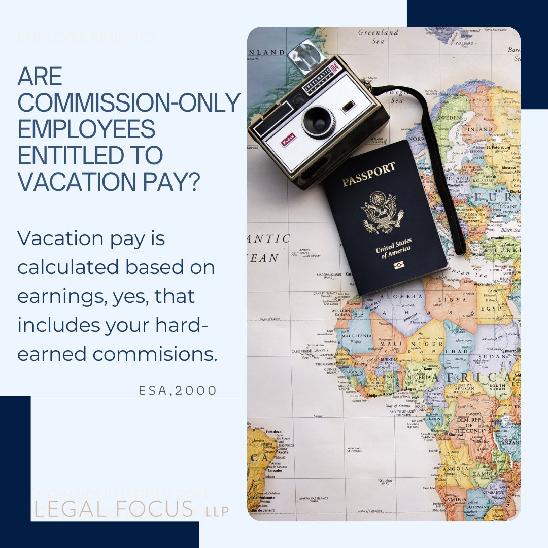 LegalFocusLLP's tweet photo. Before you book your ticket...

Did you know that no matter how you're paid (salary, hourly, or commission-based), you are entitled to vacation time AND vacation pay? 

As a commission employee, you deserve your hard-earned commission payments and are entitled to an additional 4% https://t.co/EburTkvsdz