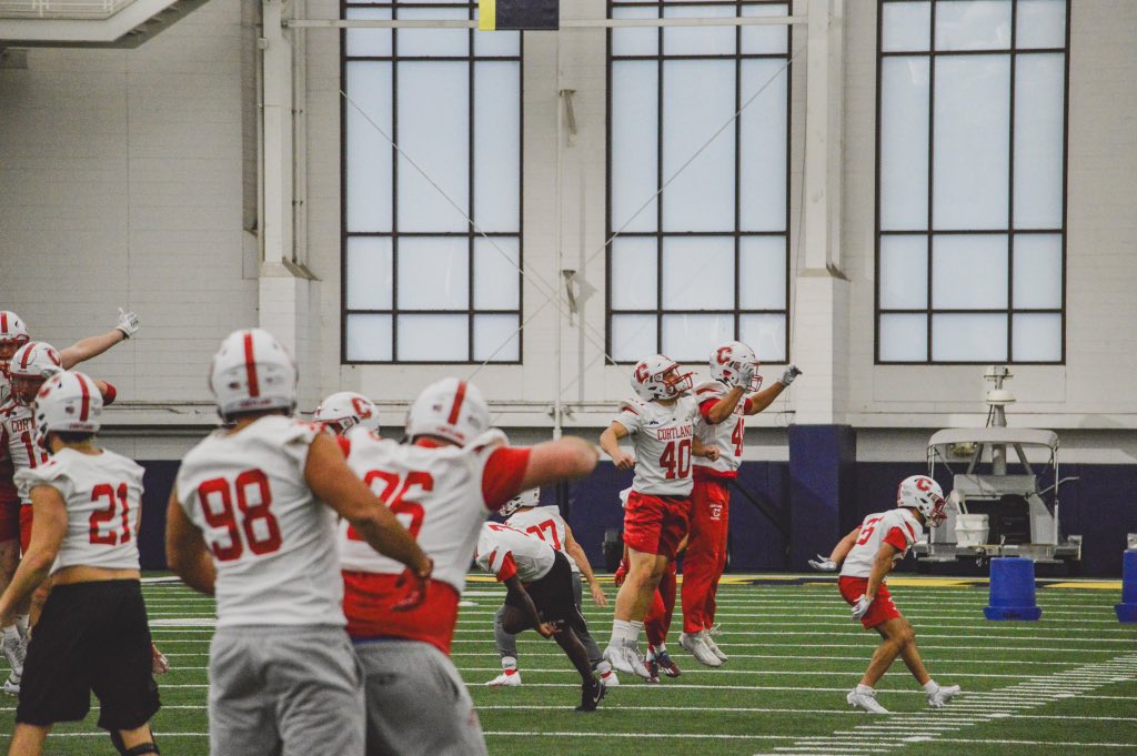 CortlandFB's tweet photo. Football looks a little different in December👀

A huge thank you to Connor Griffin ‘16, @UMich &amp; @UMichFootball for allowing us to stop by as we make our trip to Alma! 

Next stop, Elite 8🐉

#DragonRising | #Team118 https://t.co/8wQqrCbZ4T