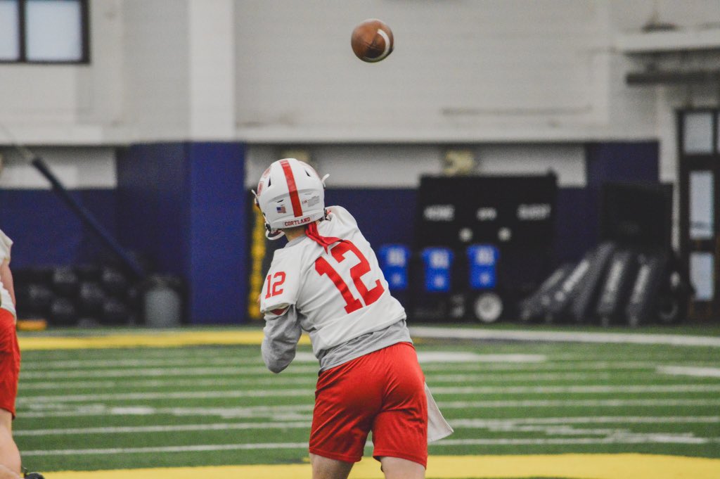CortlandFB's tweet photo. Football looks a little different in December👀

A huge thank you to Connor Griffin ‘16, @UMich &amp; @UMichFootball for allowing us to stop by as we make our trip to Alma! 

Next stop, Elite 8🐉

#DragonRising | #Team118 https://t.co/8wQqrCbZ4T