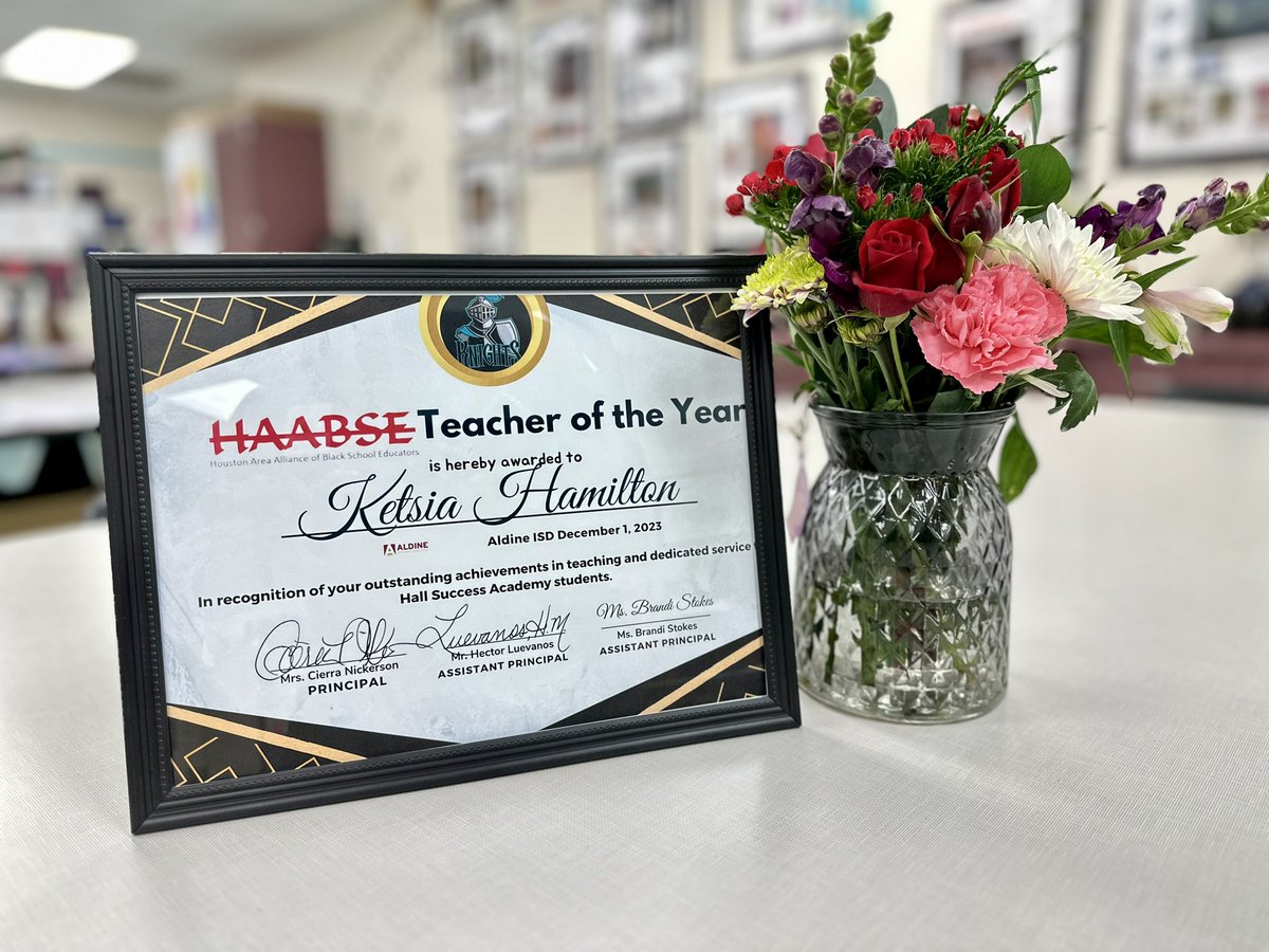Incredibly honored and humbled to receive this acknowledgment. It’s not easy, but I am fulfilled and learn something new every single day. Thank you @Hall_AISD for the opportunity to serve. @AldineArt @ketsia_hamilton @HAABSE3