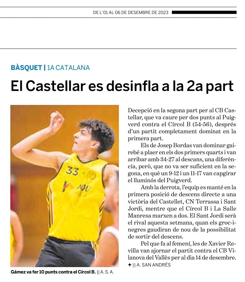 CastellarCB's tweet image. Crònica a @lactual del SAM. El SF va ajornar el seu partit.

Classificacions: @llefia i @cbargentona líders 🏀🏆

@femcastellar
#casteLLARdelbasquet